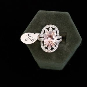 Sterling silver ring with clear and pink CZ